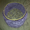 crochet pet bed purple and gold